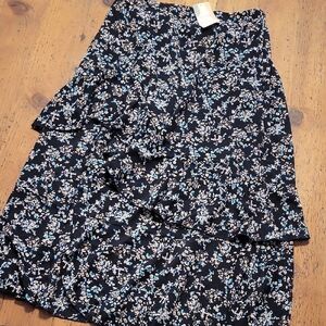 NWT BTFBM Black and White Ruffled Midi Skirt